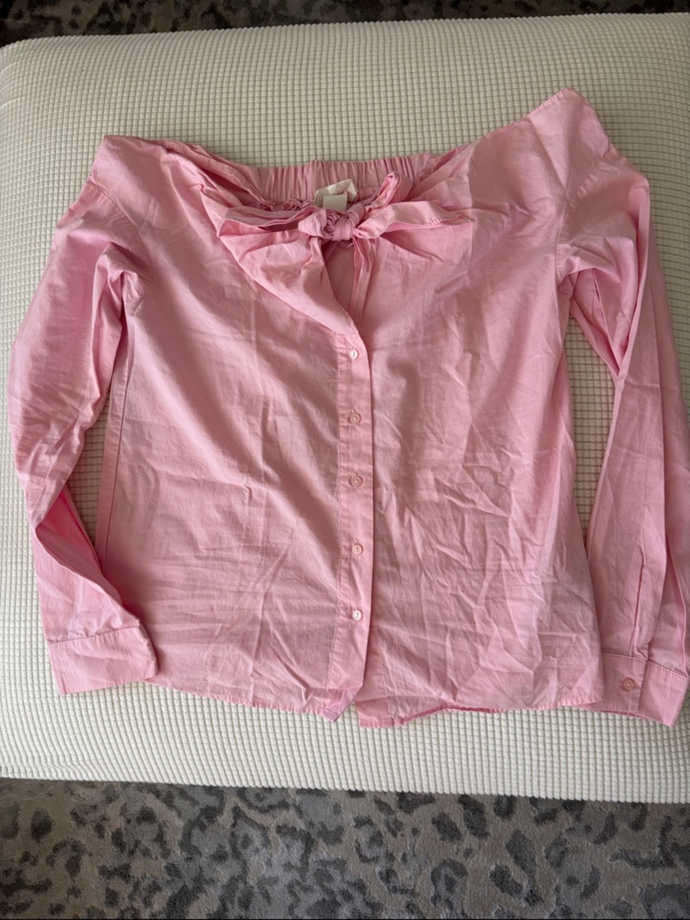 H&M off-the-shoulder pink poplin blouse sz 4 brand new